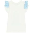 Girls Blue & White Broderie Anglaise Skirt Set, 2, hi-res