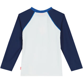 Boys White & Blue Shark Long Sleeve Rash Vest