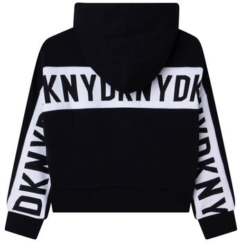 Girls Black Logo Zip Up Top