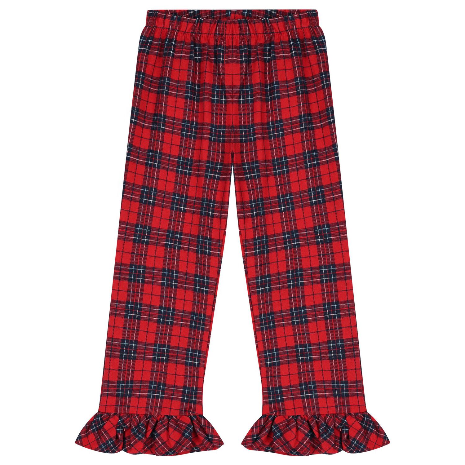 Girls White & Red Tartan Check Pyjamas, 1, hi-res image number null