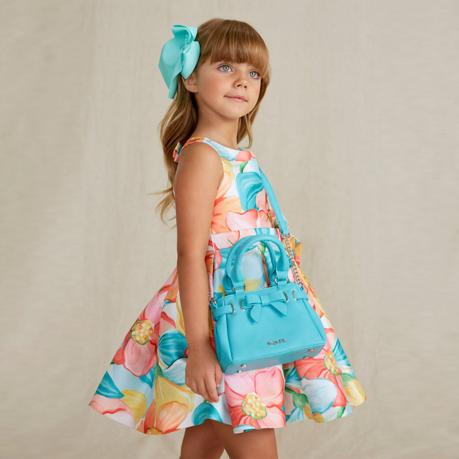 Girls Blue Bow Handbag, 1, hi-res image number null
