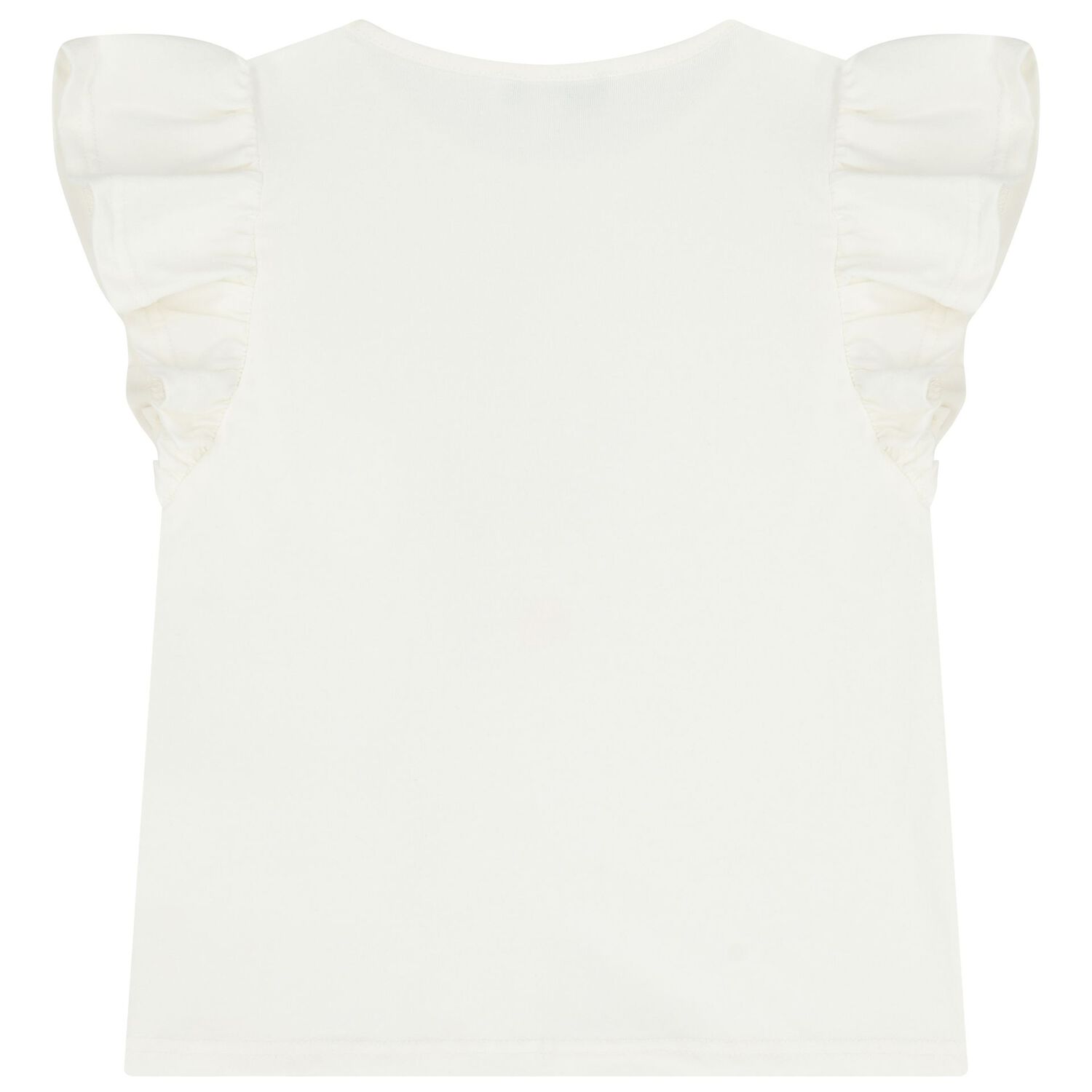 بلوزة بناتي باللون العاجي مزينة بكشكشة و زهور, 1, hi-res