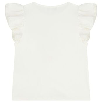 بلوزة بناتي باللون العاجي مزينة بكشكشة و زهور