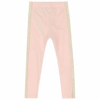Younger Girls Pink Logo Leggings