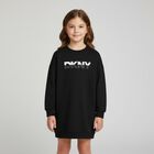 Girls Black Logo Sweatshirt Dress, 1, hi-res