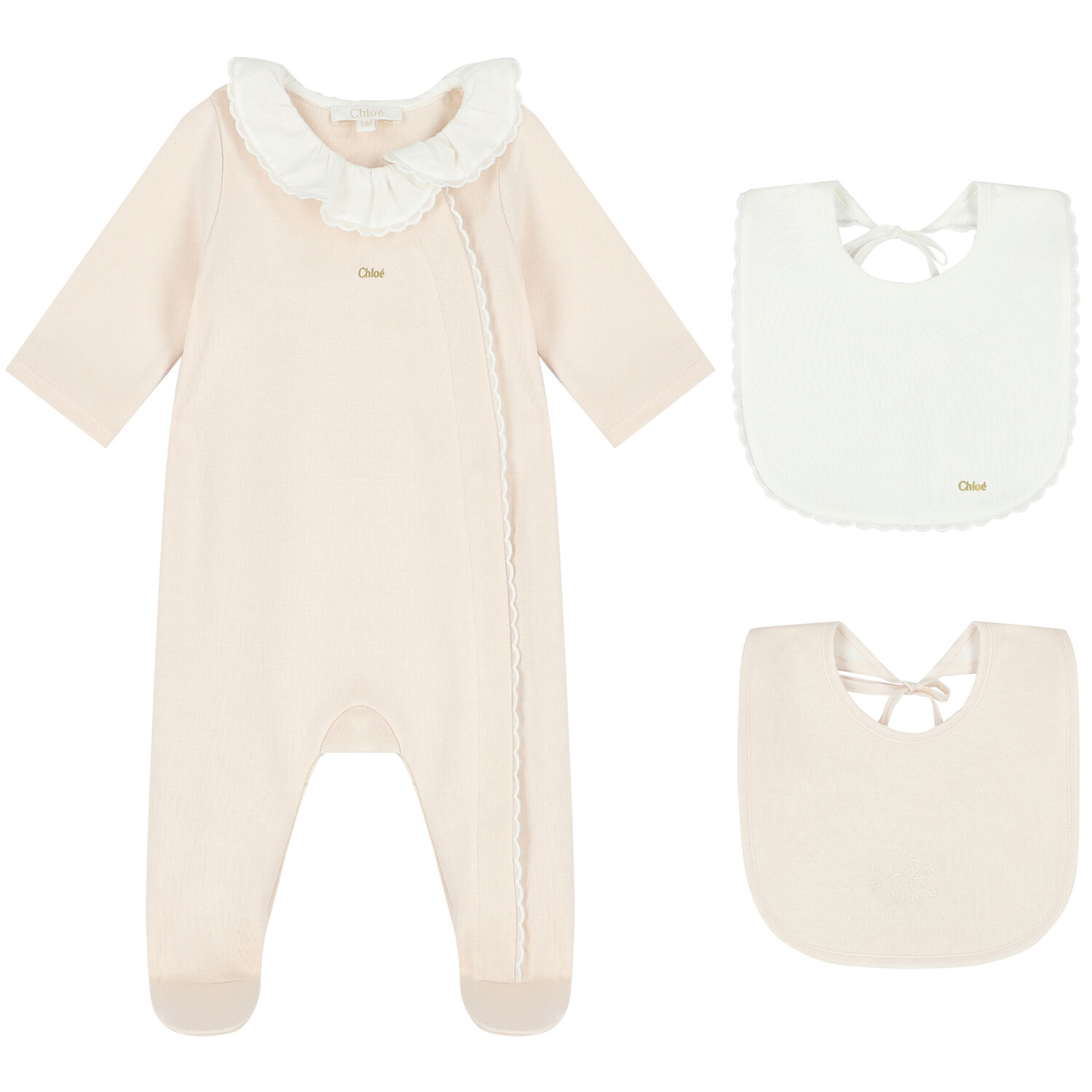 طقم هدايا أفرول ومريلة باللون الوردي للبنات, 1, hi-res