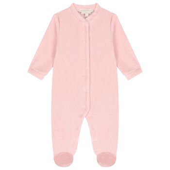 Baby Girls Pink Wings Velour Babygrow
