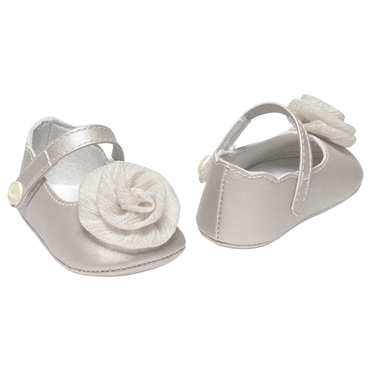 Baby Girls Gold Flower Pre Walker Shoes, 4, hi-res