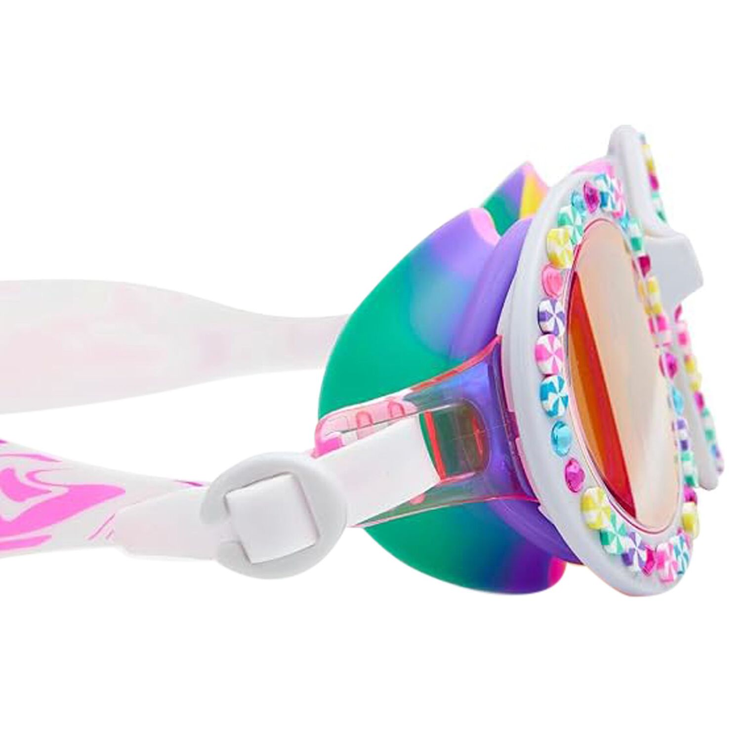 Girls Multi-Coloured Rhinestone Swimming Goggles, 1, hi-res