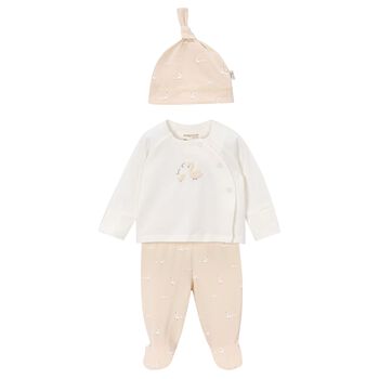 White & Beige 2 Piece Babygrow Set