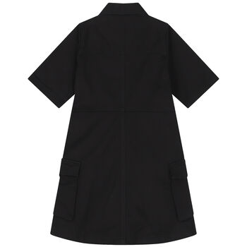 Girls Black Logo Zip-Up Dress