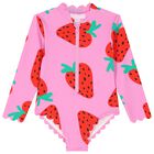 Girls Pink Strawberry Swimsuit, 1, hi-res
