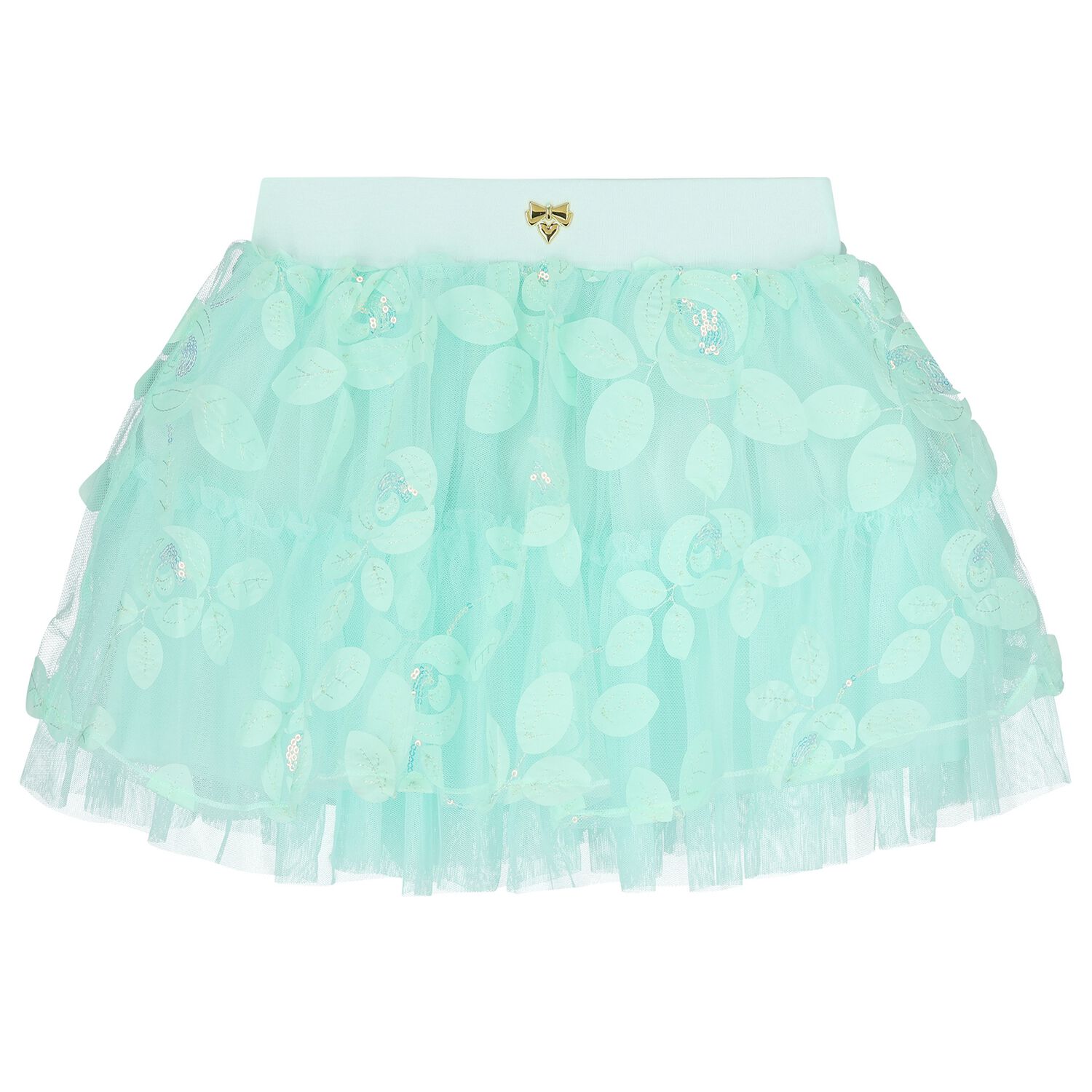 Girls Green Sequin Tulle Skirt, 1, hi-res