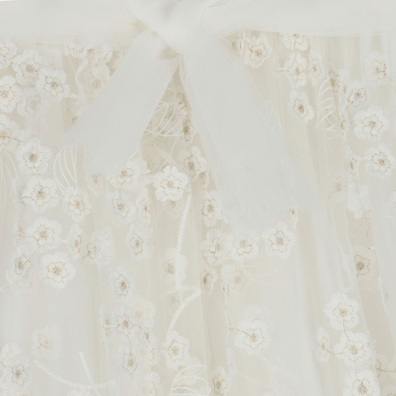 Girls White Tulle Flowers Dress, 1, hi-res