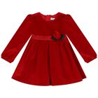 Younger Girls Red Velvet Dress, 1, hi-res