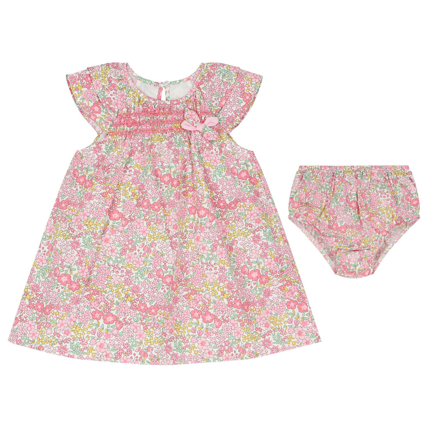 Baby Girls Pink Liberty Floral Dress Set, 1, hi-res