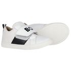 Boys White Logo Trainers, 2, hi-res