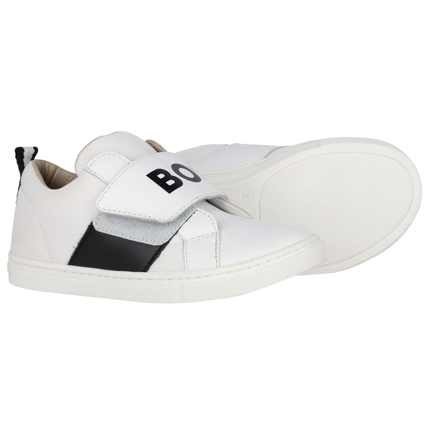 Boys White Logo Trainers, 2, hi-res image number null