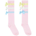 Girls Pink Bow Socks, 1, hi-res