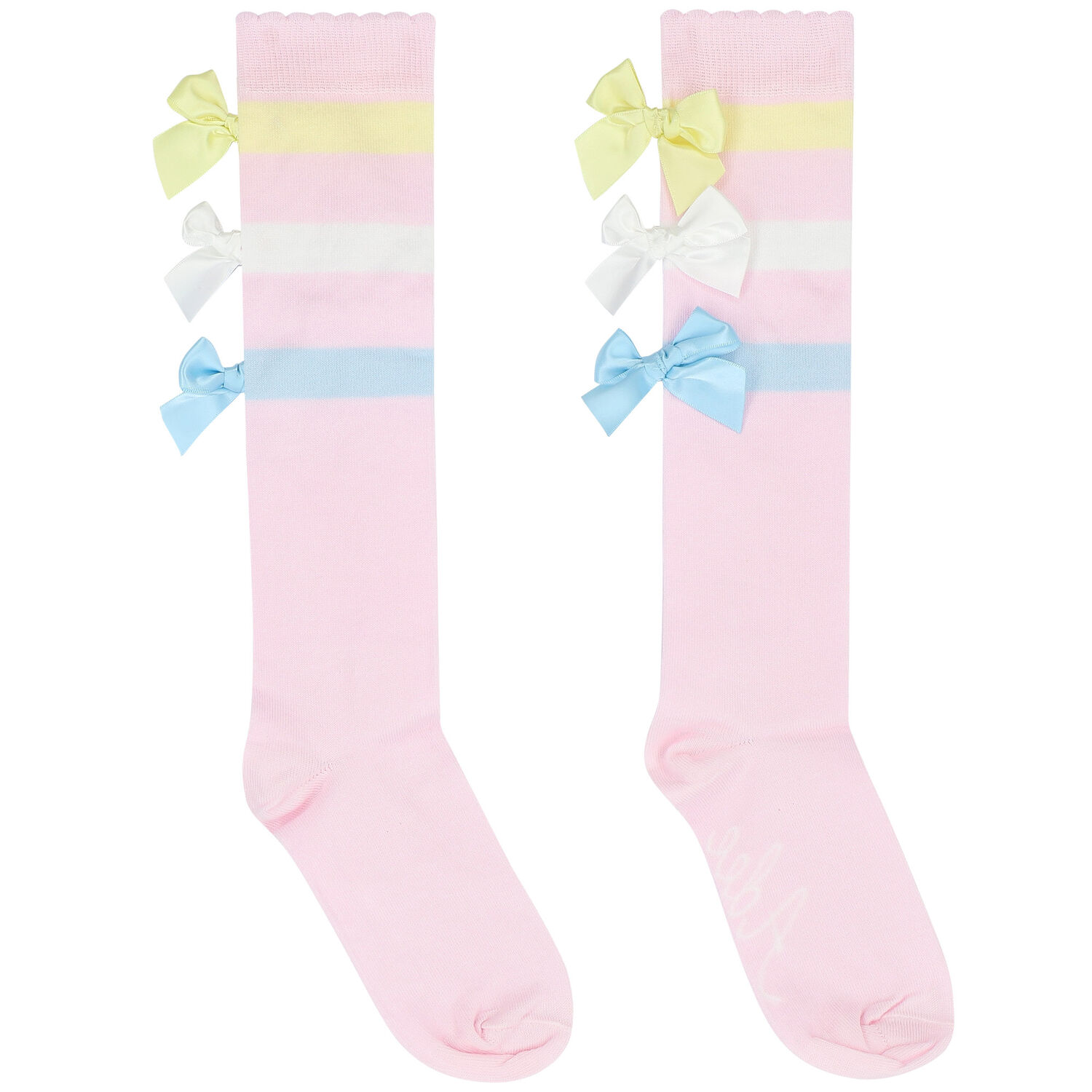 Girls Pink Bow Socks, 1, hi-res