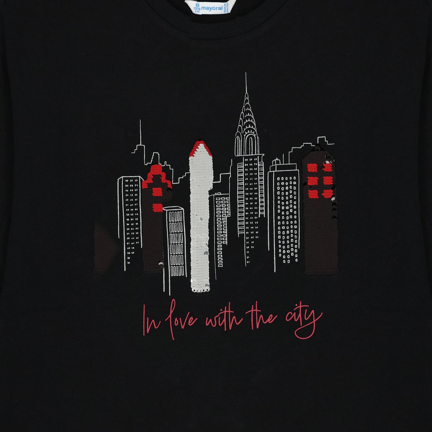 توب بنات باكمام باللون الاسود , 1, hi-res