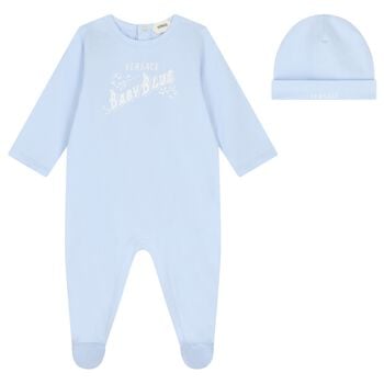 Baby Boys Blue Logo Babygrow Gift Set