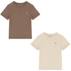 Boys Beige Logo T-Shirts ( 2-Pack ), 3, hi-res