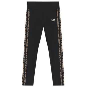 ليجينز بنات بالشعار باللون الاسود 