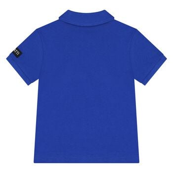 شيرت بولو للأولاد بالشعار باللون الأبيض والأزرق