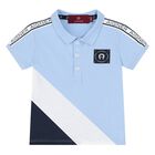 Younger Boys Blue Logo Polo Shirt, 1, hi-res