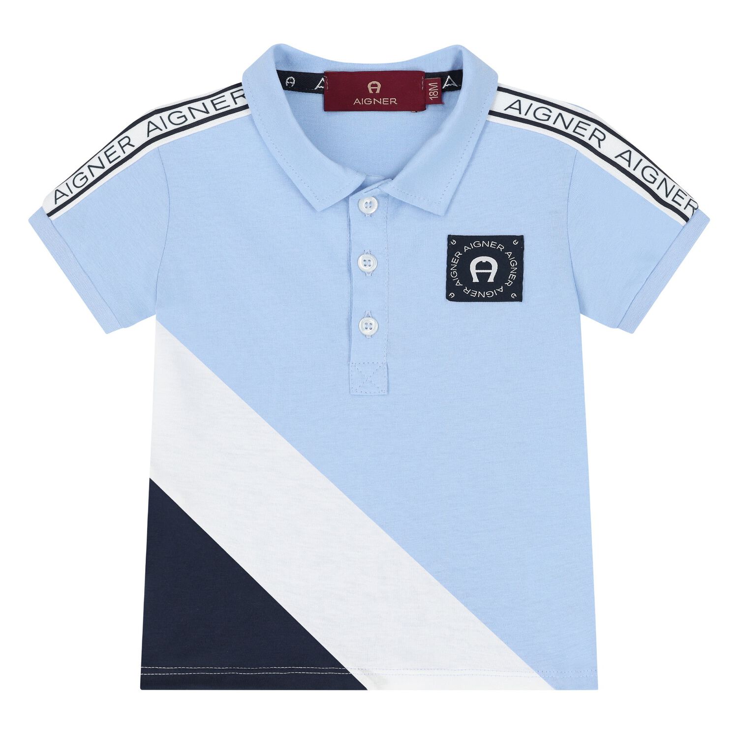 Younger Boys Blue Logo Polo Shirt, 1, hi-res