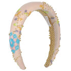 Girls Pink Floral Sequins & Beads Headband, 1, hi-res