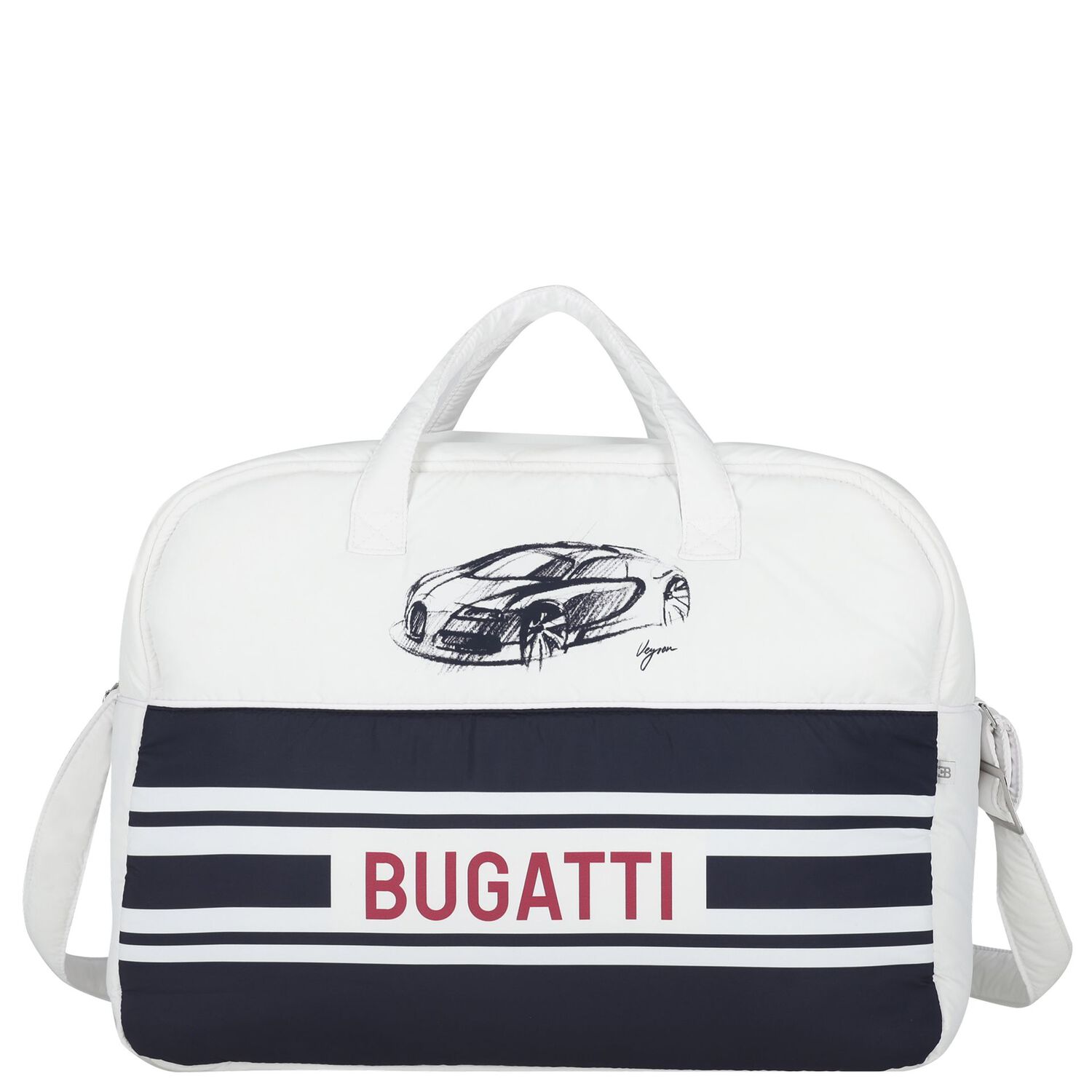 Baby Boys White & Navy Blue Logo Changing Bag ( 42cm ), 1, hi-res