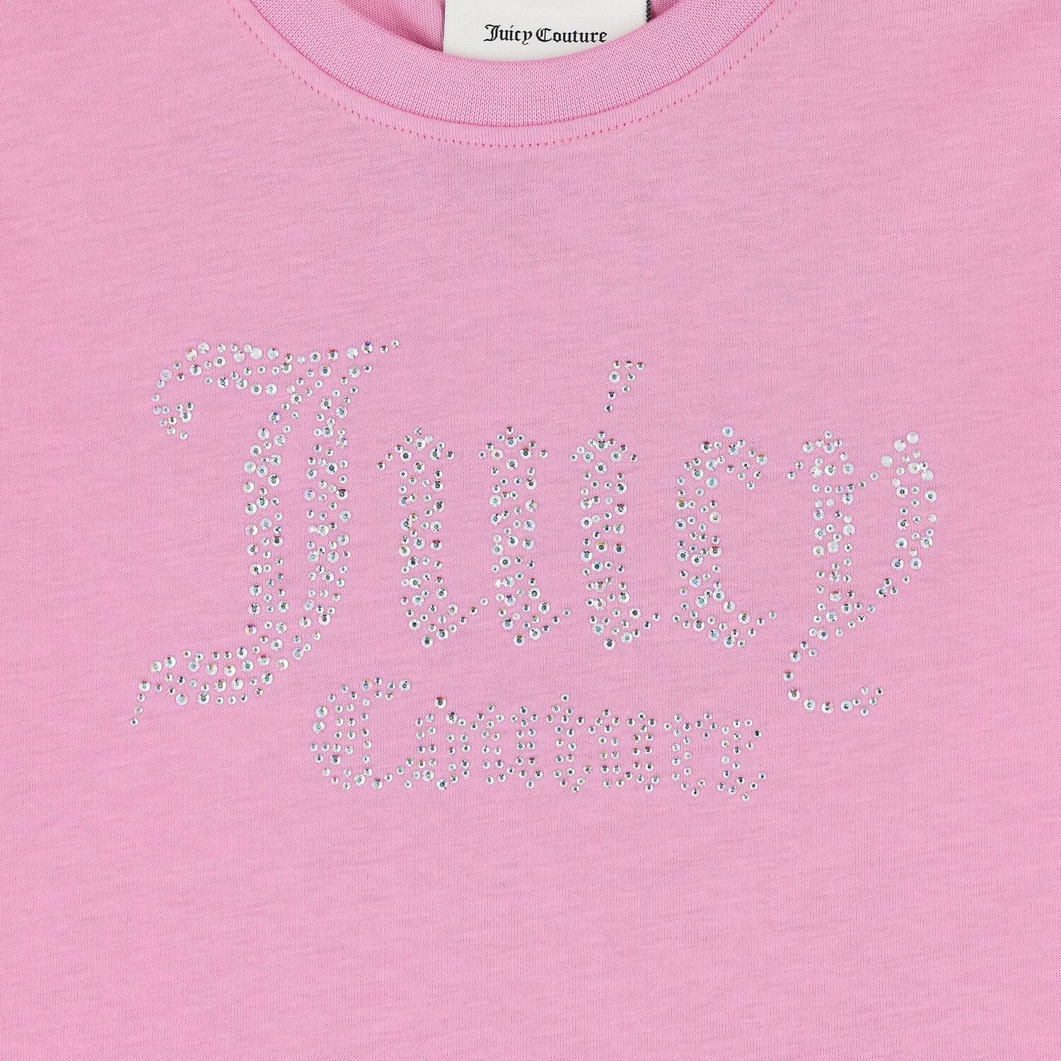 Girls Pink Crystal Embellished Diamant&eacute; Logo T-Shirt, 3, hi-res