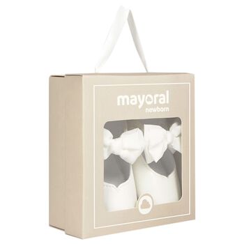 Baby Girls Ivory Bow Pre Walker Shoes, 5 Baby Girls Ivory Bow Pre Walker Shoes