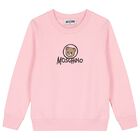Girls Pink Teddy Bear Logo Sweatshirt, 3, hi-res