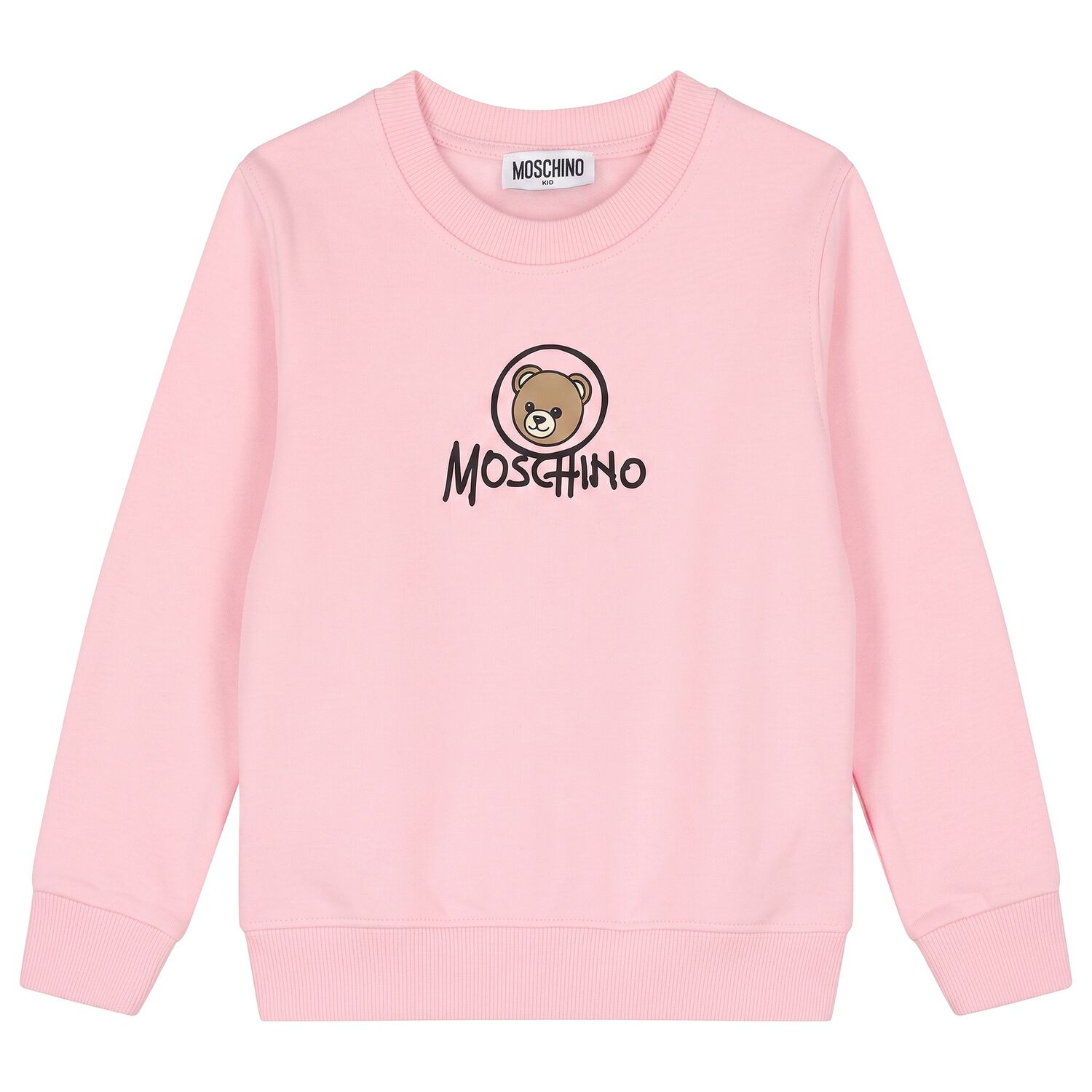 Girls Pink Teddy Bear Logo Sweatshirt, 3, hi-res