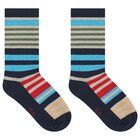 Boys Navy Blue & Red Socks ( 3-Pack ), 2, hi-res