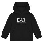 Boys Black Logo Hooded Top, 1, hi-res