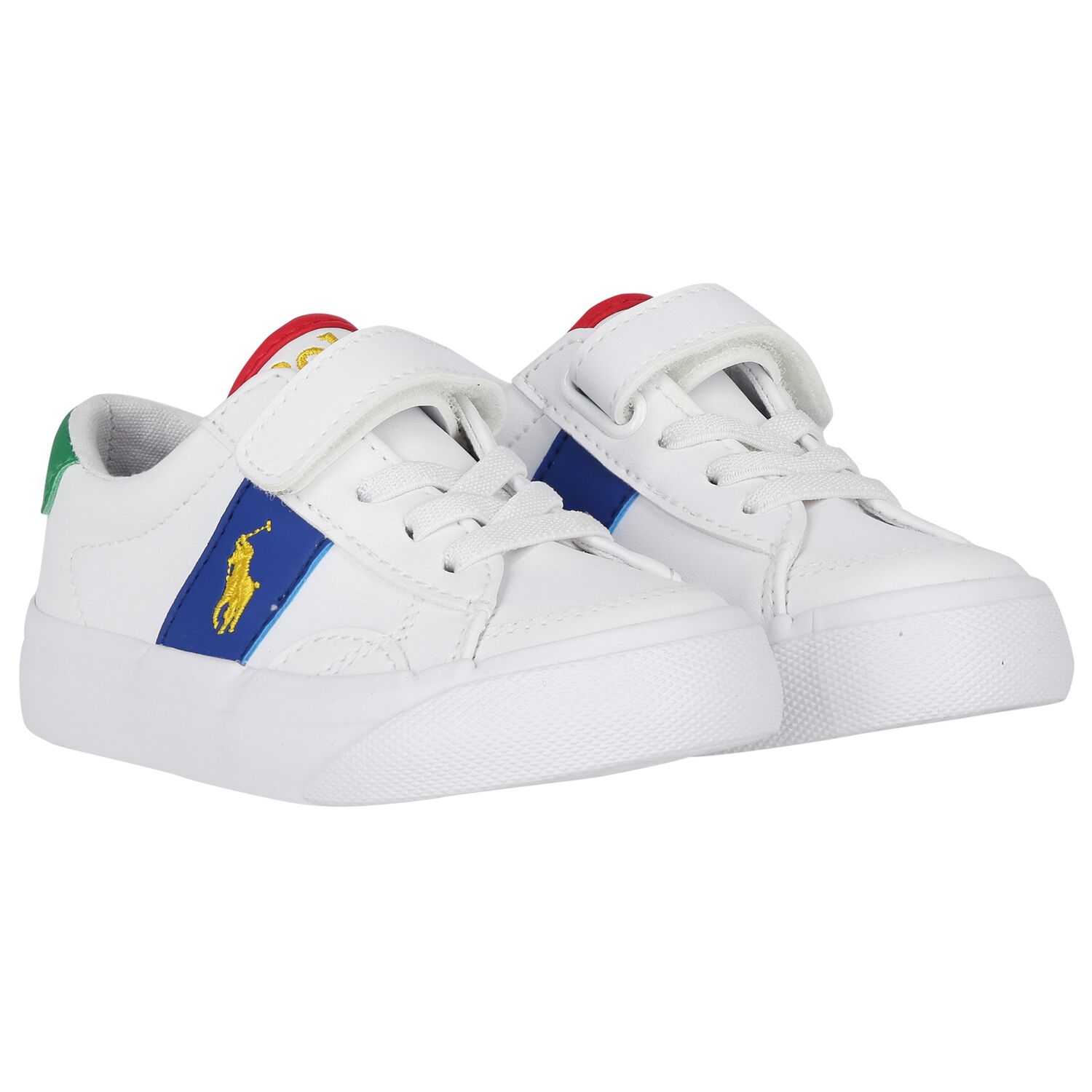 حذاء رياضي بالشعار باللون الأبيض للأولاد, 1, hi-res