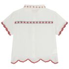 Girls Ivory Embroidered Shirt, 1, hi-res