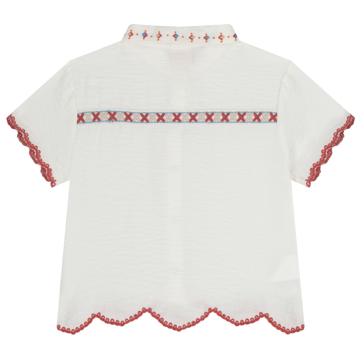 Girls Ivory Embroidered Shirt, 1, hi-res