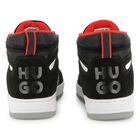 Boys Black & White Logo Trainers, 1, hi-res