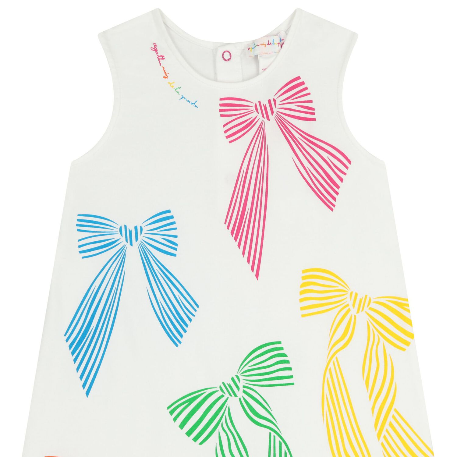 Girls White Bow Dress, 1, hi-res