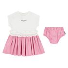 Baby Girls Pink & White Logo Dress Set, 1, hi-res