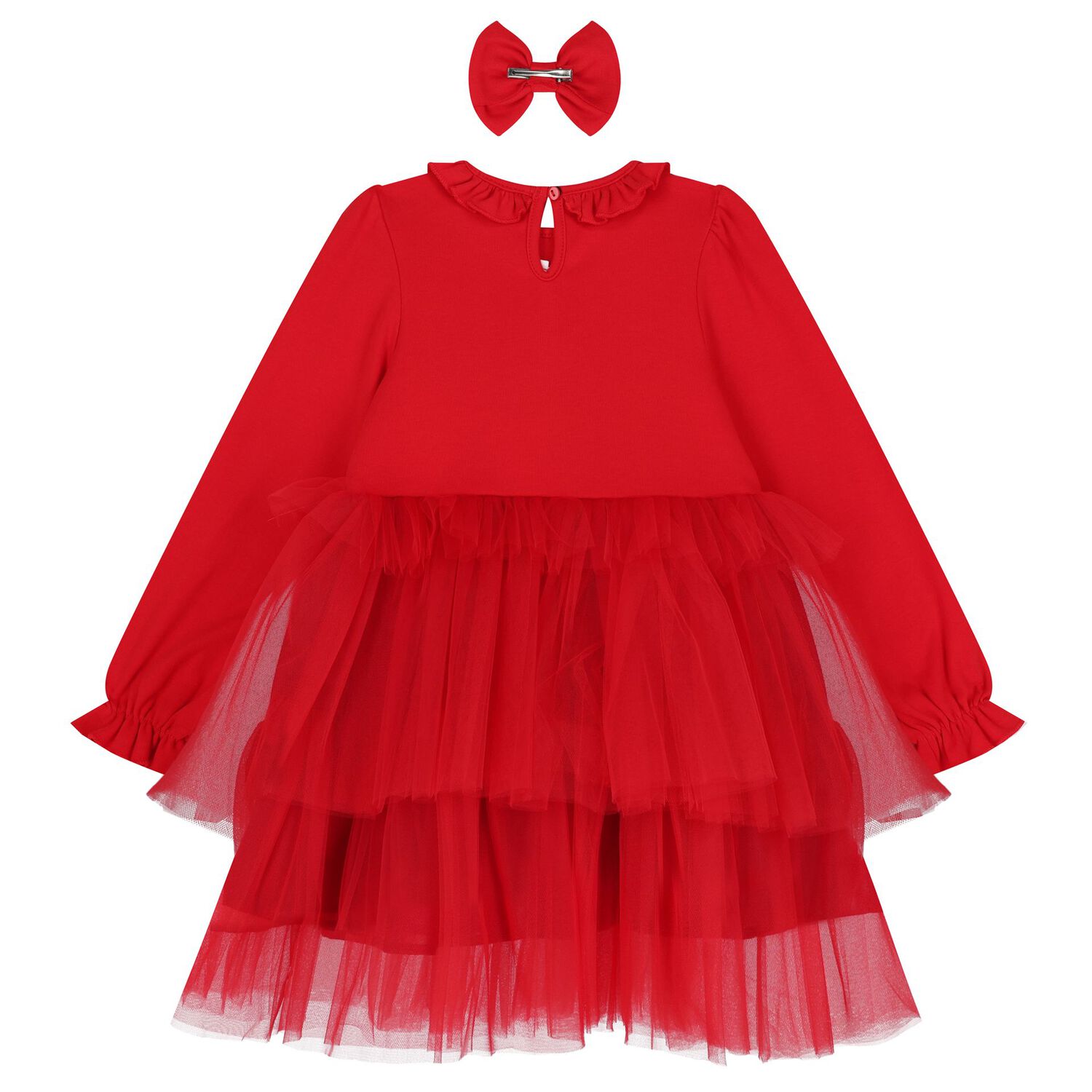 Girls Red Tulle Dress Set, 1, hi-res