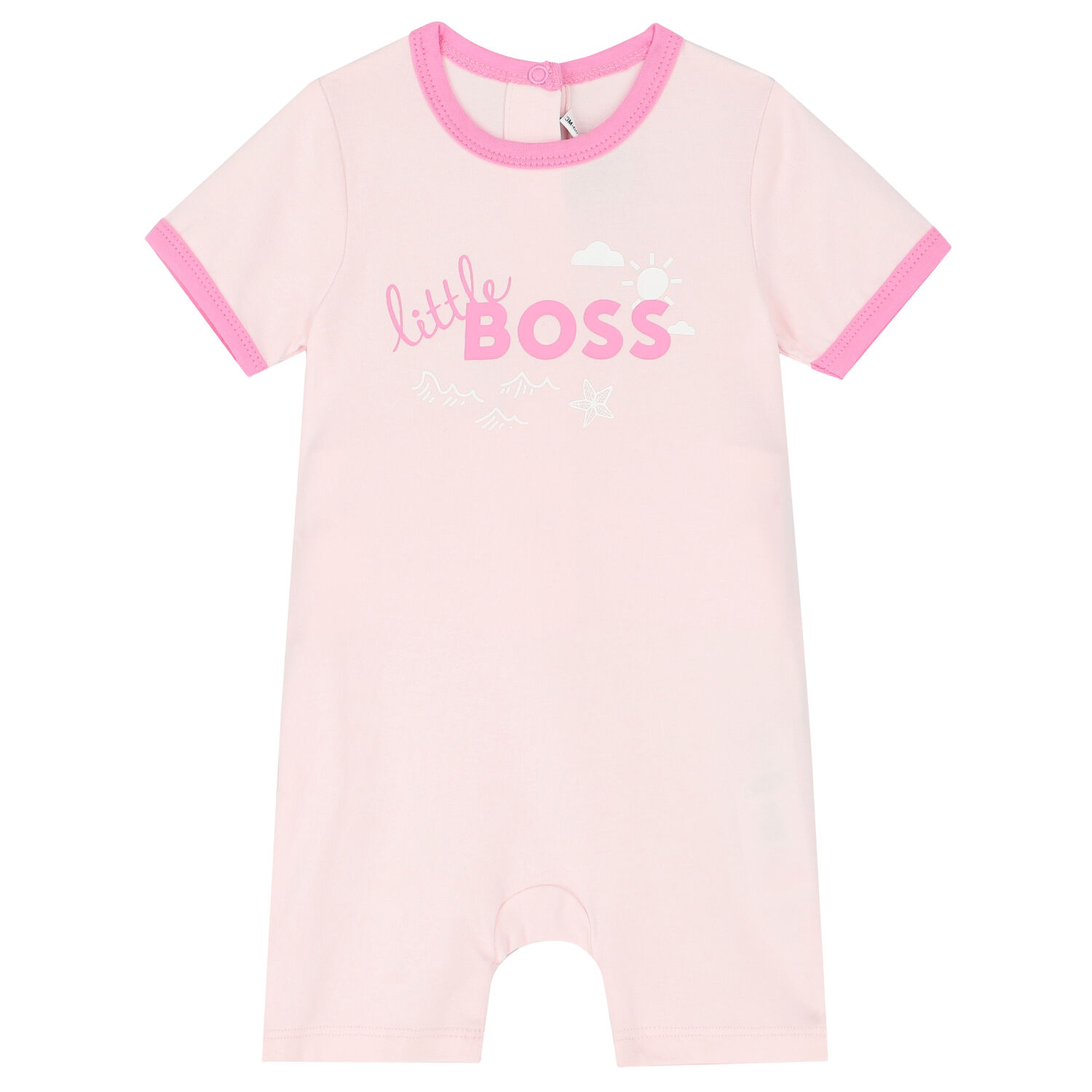 Baby Girls Pink Logo Romper, 1, hi-res