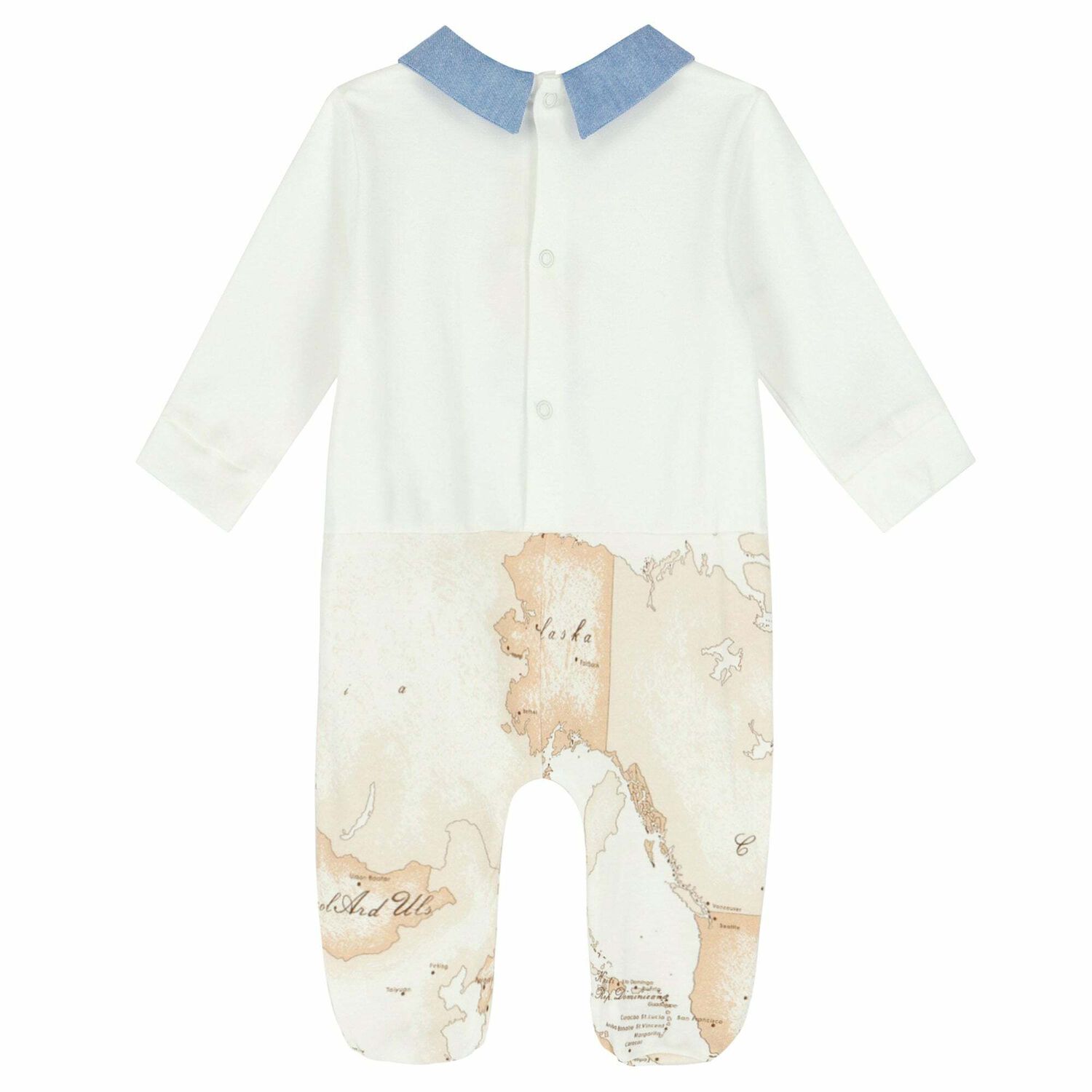 Baby Boys White & Beige Geo Map Babygrow, 3, hi-res