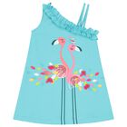 Girls Turquoise Flamingo Dress, 1, hi-res