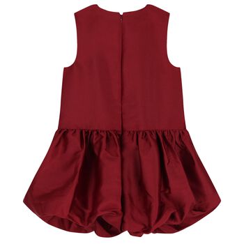 Girls Burgundy Satin Dress